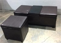 Leather Like Bench & Ottoman with Storage M12B