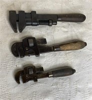 3 various sizes of monkey wrenches