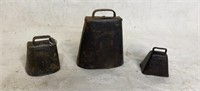 3 various sizes of cow bells