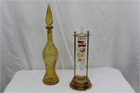 Galileo Thermometer and Vintage Yellow Decanter