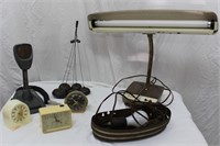 Vintage Microphone, Desk Lamps and Clocks