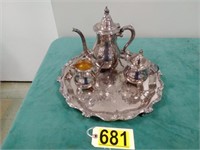 Wallace Silverplate Tea Set with Tray