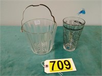 1953 Jeanette Glass Ice Bucket with Cocktail Glass