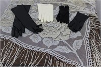 Vintage gloves and shawl
