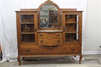 Beautiful Oak Antique Vanity / Curio Cabinet