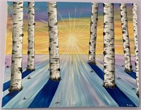 Morning Birches painting