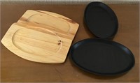 Metal and wood serving trays