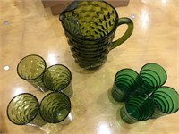 Green pitcher with green glasses