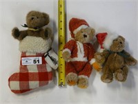 (3) Boyds Christmas Themed Bears