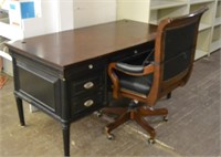 Large Wood Executive Desk With Chair