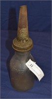 Antique Valvoline Glass Oil Bottle With Topper