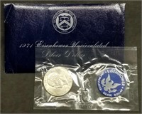 1971 Silver Ike Dollar BU in Blue Mint Envelope