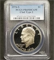 1976-S Proof Ike Dollar PCGS PR69DCAM Eisenhower