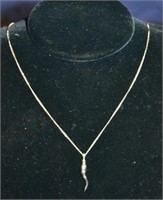 17" Sterling Silver Chain With Horn Pendant