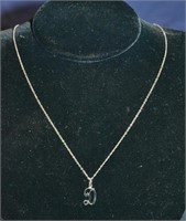 19" Sterling Silver Chain With D Pendant