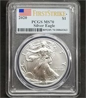 2020 1oz Silver Eagle PCGS MS70 First Strike Slab