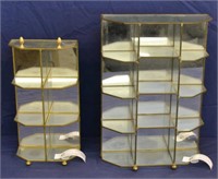 2 Mirror Backed Glass Shelf Curios