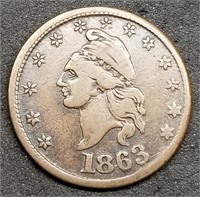 1863 Civil War Token: Capped Liberty/I.O.U 1 Cent