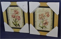 Matched Pair Floral Framed Prints New