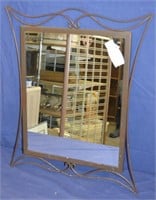 21"x26" Wrought Iron Fram Beveled Glass Mirror