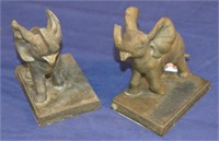 Matched Pair Cast Metal 8" Elephant Book Ends