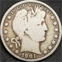 1901-P Barber Silver Half Dollar