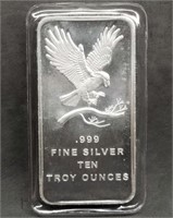 10 Troy Oz .999 Fine Silver Bar by Silver Towne