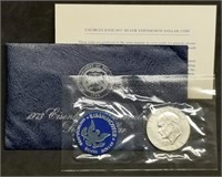 1973 Silver Ike Dollar BU in Blue Mint Envelope