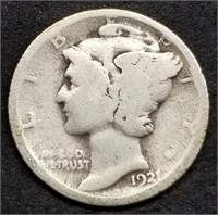 1921-P Mercury Silver Dime, Key Date