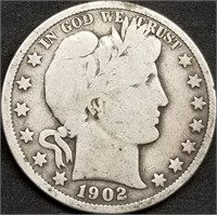 1902-P Barber Silver Half Dollar