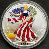 2005 1oz Silver Eagle Colorized in Capsule