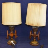 2pcs Matched Pair 27" Vintage Coffee Grinder Lamps