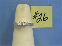 14kt, 4.3gr, White Gold Diamond Ring, Size 6 3/4