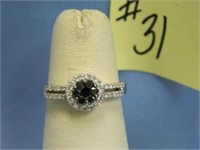 14kt, 3.2gr., White Gold Ring with Diamond & Black
