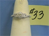 14kt, 3.0gr, White Gold Diamond Ring, Size 6 1/2