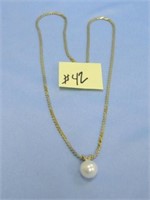 14kt., 5.6gr., Yellow Gold 15" Necklace with Pearl