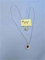 14kt, 3.2gr., White Gold 18" Necklace with Ruby