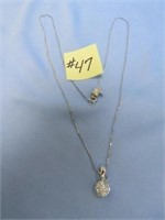 14kt, 2.2gr., White Gold 18" Necklace with Floral