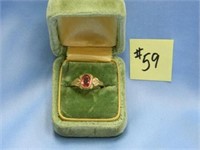 10kt, .9gr. Yellow Gold Ring with Ruby Style Stone
