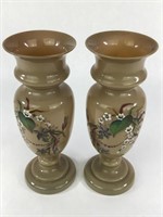 Rare Antique Pair Bristol Eng. Blown Glass Vases