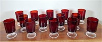 14 pcs. Ruby Red & Clear Glasses
