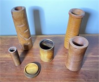 Fred Vaslow Carved Art Wood Pillar / Vases