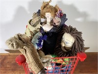 Basket Full of Hand Made Plush Art Dolls