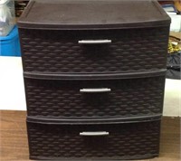 Plastic three drawer storage bin