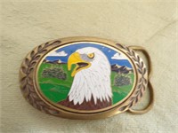 Heritage Eagle Brass Enamel Inlay Belt Buckle