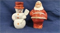 Paper Mache Snowman and Santa Claus