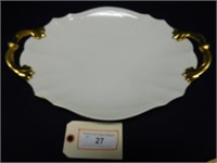 LENOX SCALLOPED TRAY TRIMMED IN 24K ON HANDLES