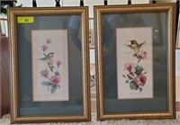 PAIR CAROLYN SHORES WRIGHT HUMMINGBIRD PRINTS