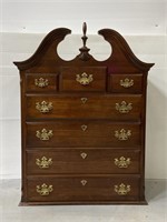 Queen Anne style wood high boy chest topper