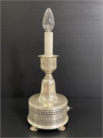 Vintage silver tone electric candle lamp